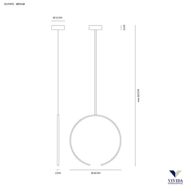 Olympic sospensione Ø60 verticale bianco 30w 3000k (ULTIMI DISPONIBILI - N°1) Vivida international Lampade a sospensione